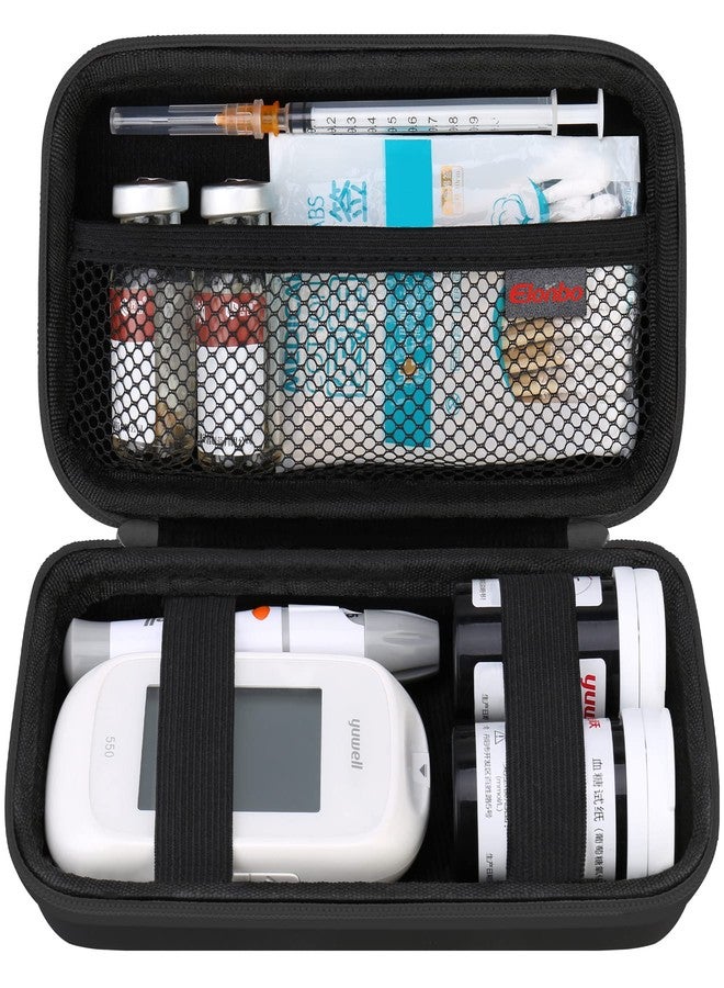 Elonbo Diabetic Supplies Travel Case, Diabetic Supply Organizer Bag, Glucose Meter Storage Case, Insulin Pen Carrying Case for Glucose Monitor, Blood Sugar Test Strips, Lancets, Syringe, Black - Image 1